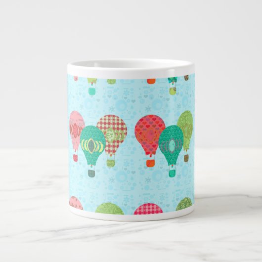 Hot-Air ballon Pattern Illustratie Grote Koffiekop (Voorkant)