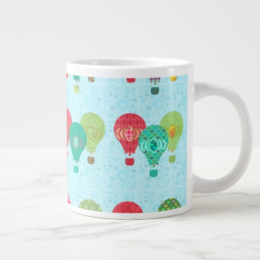 Hot-Air ballon  Pattern Illustratie Grote Koffiekop (Rechts)