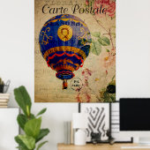Hot Air Ballon  Poster Frans Briefkaart (Thuiskantoor)