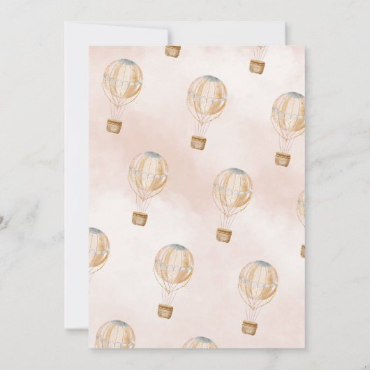 Hot Air ballon roze Boho 1 verjaardag Kaart (Achterkant)