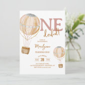 Hot Air ballon roze Boho 1 verjaardag Kaart (Staand voorkant)