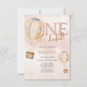 Hot Air ballon roze Boho 1 verjaardag Kaart (Voorkant)