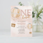 Hot Air ballon roze Boho 1 verjaardag Kaart (Staand voorkant)