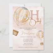 Hot Air ballon roze boho Baby shower Kaart (Voorkant)