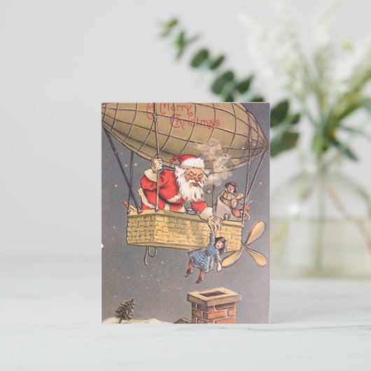 Hot Air ballon Santa Claus  Briefkaart (Staand voorkant)
