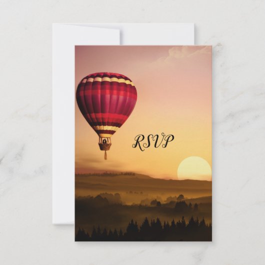 Hot Air ballon Sunset Weddenschap RSVP-kaart Kaart (Voorkant)