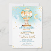 Hot Air ballon Teddy Bear Baby shower Boy Kaart (Voorkant)