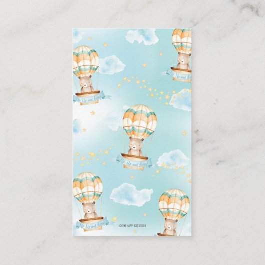 Hot Air ballon Teddy Bear Boy Diaper Raffle Informatiekaartje (Achterkant)