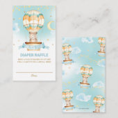 Hot Air ballon Teddy Bear Boy Diaper Raffle Informatiekaartje (Voorkant / Achterkant)