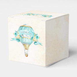 Hot Air ballon Turquoise Gold Yellow Roses Bedankdoosjes