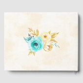 Hot Air ballon Turquoise Gold Yellow Roses Gastenboek (Achterkant)