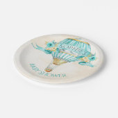 Hot Air ballon Turquoise Gold Yellow Roses Papieren Bordje (Gekanteld)