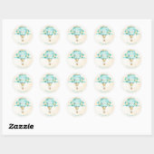 Hot Air ballon Turquoise Gold Yellow Roses Ronde Sticker (Vel)