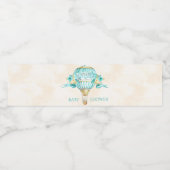 Hot Air ballon Turquoise Gold Yellow Roses Waterfles Etiket (Enkel label)