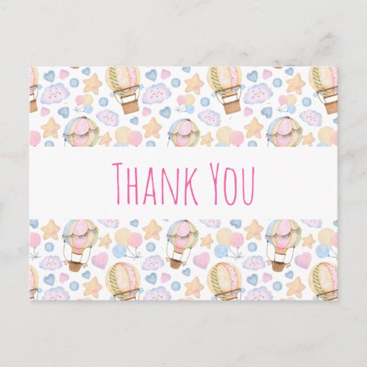 Hot Air ballon Waterverf Patroon Dank u Briefkaart (Voorkant)