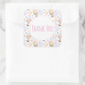 Hot Air ballon Waterverf Patroon Dank u Vierkante Sticker (Tas)