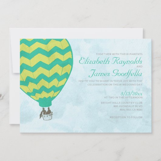 Hot Air Ballon Wedding Invitations Kaart (Voorkant)