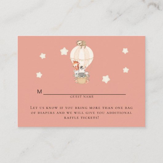 Hot-Air-ballon Zebra Luieraffle Giraffe Informatiekaartje (Achterkant)