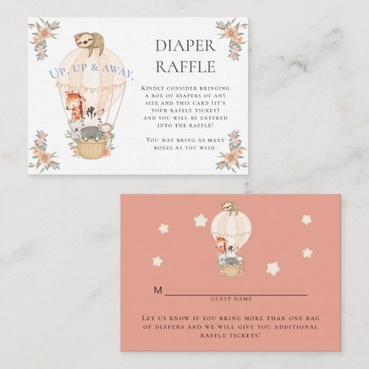 Hot-Air-ballon Zebra Luieraffle Giraffe Informatiekaartje (Voorkant / Achterkant)