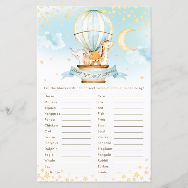Hot-Air ballondieren noemen het Baby Animal Game (Voorkant)