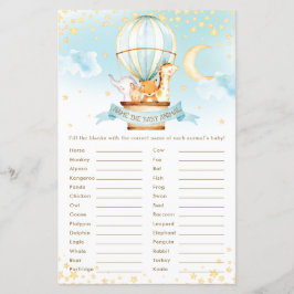 Hot-Air ballondieren noemen het Baby Animal Game
