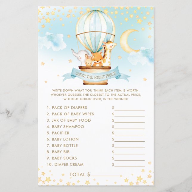 Hot-Air ballondieren raden het juiste prijsspel (Voorkant)