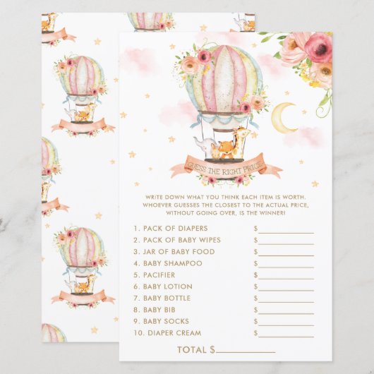 Hot-Air ballondieren raden het juiste prijsspel (Voorkant / Achterkant)