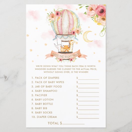 Hot-Air ballondieren raden het juiste prijsspel (Voorkant)