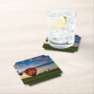 Hot-Air-ballonfestival in een prachtige Cloudy Sky Kartonnen Onderzetters