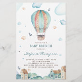 Hot Air Ballonjongen Baby Brunch Uitnodiging (Voorkant)