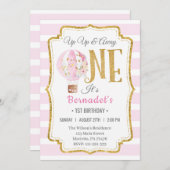 Hot Air ballonmeisje 1e verjaardag uitnodiging (Voorkant / Achterkant)