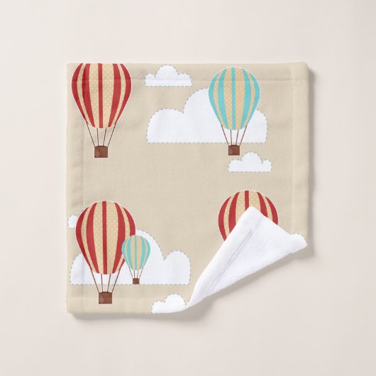 Hot-Air-ballonnen en Cute Clouds-avontuur Bad Handdoek (Wasdoekje)