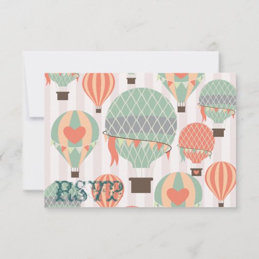 Hot-Air-ballonnen met harten-bruiloft RSVP-kaarten RSVP Kaartje (Achterkant)
