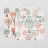 Hot-Air-ballonnen met harten-bruiloft-uitnodiginge Kaart (Voorkant / Achterkant)