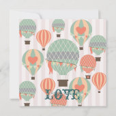 Hot-Air-ballonnen met harten-bruiloft-uitnodiginge Kaart (Achterkant)