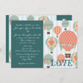 Hot-Air-ballonnen met harten-bruiloft-uitnodiginge Kaart (Voorkant / Achterkant)