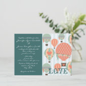 Hot-Air-ballonnen met harten-bruiloft-uitnodiginge Kaart (Staand voorkant)