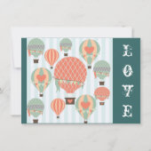 Hot-Air-ballonnen met harten-bruiloft-uitnodiginge Kaart (Achterkant)