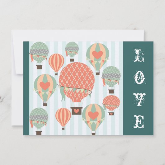 Hot-Air-ballonnen met harten-bruiloft-uitnodiginge Kaart (Achterkant)