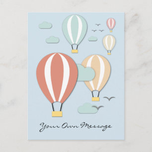 Hot-Air-ballonnen Papercut-stijl Briefkaart