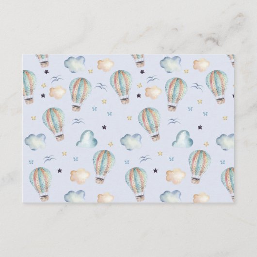 Hot-Air-ballonpartij in advies van Baby shower Informatiekaartje (Achterkant)