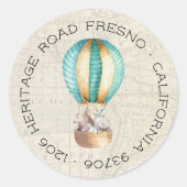 Hot-Air-ballonretouradres Ronde Sticker (Voorkant)