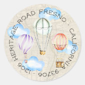 Hot-Air-ballonretouradres Ronde Sticker (Voorkant)