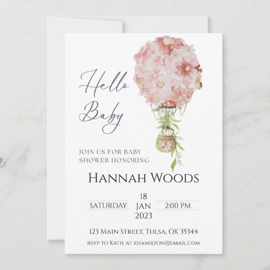 Hot Air ballonroze Baby shower Kaart (Voorkant)