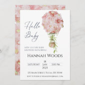 Hot Air ballonroze Baby shower Kaart (Voorkant / Achterkant)