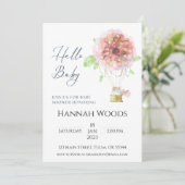 Hot Air ballonroze Baby shower Kaart (Staand voorkant)