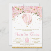 Hot Air ballonroze Floral Baptisme Christening Kaart (Voorkant)