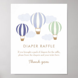 Hot Air-ballons Boy Baby shower Diaper Raffle Poster