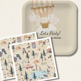 Hot Air Balloon, Adventure Awaits, Earth Tone  Servet