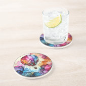 Hot Air Balloon Alcohol Ink Zandsteen Onderzetter (Zijkant)